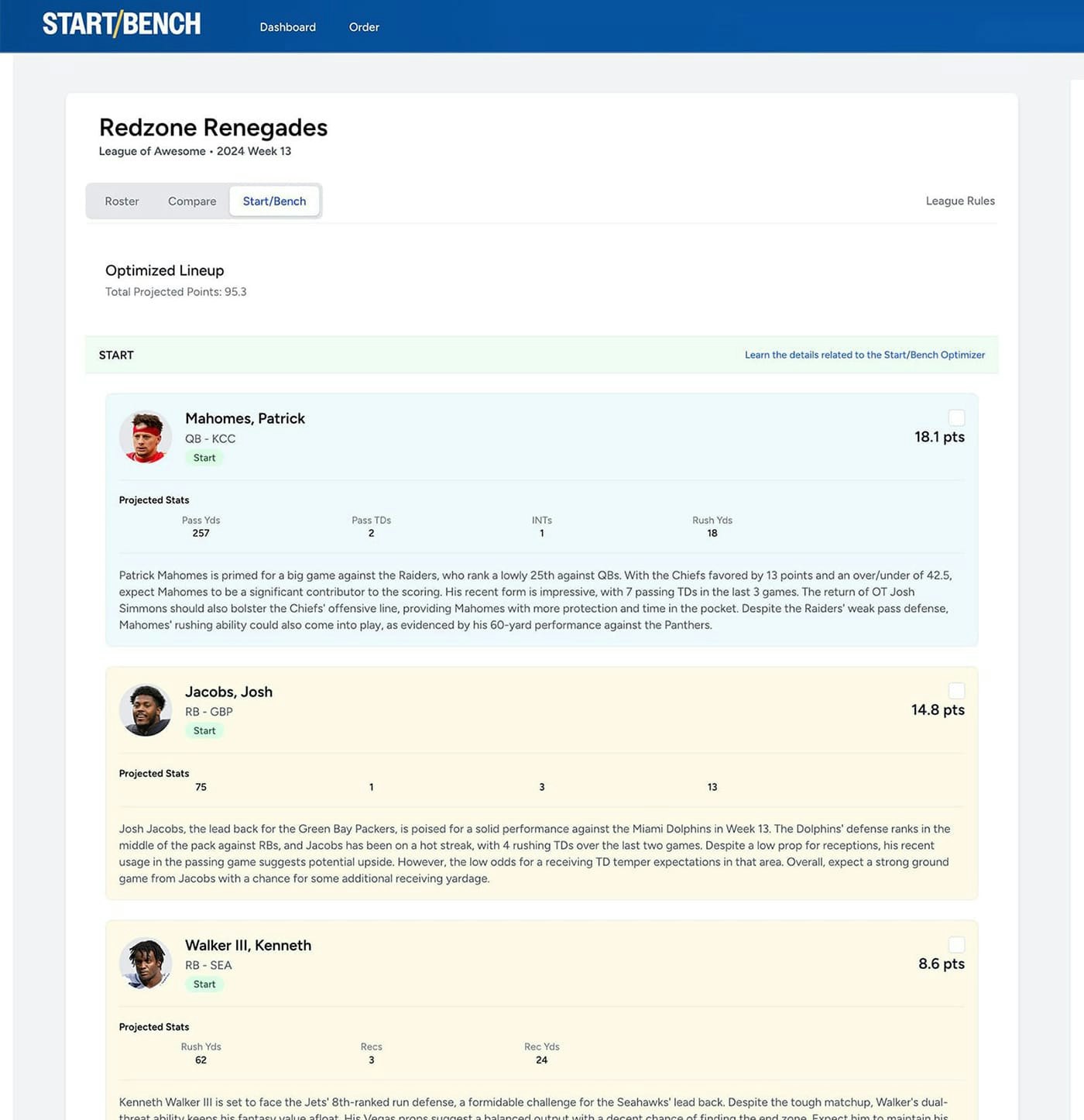 Start Bench AI Fantasy Football Lineups gallery image