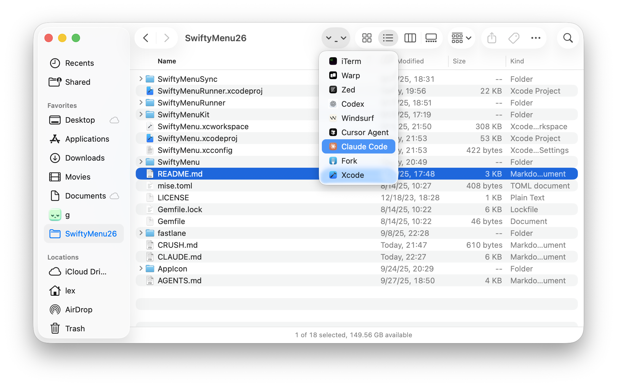 Média Swiftymenu - Lancez instantanément les outils AI CLI à partir de Finder 3