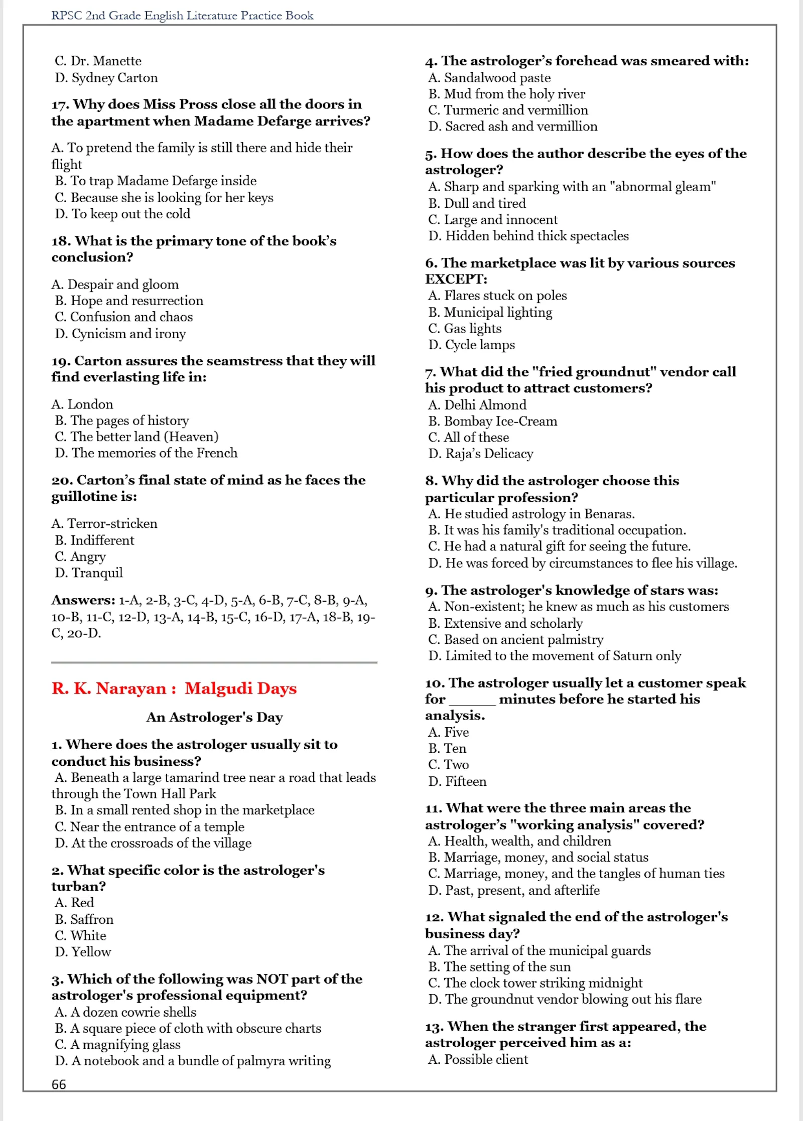 RPSC 2nd Grade English Literature MCQs  screenshot 6