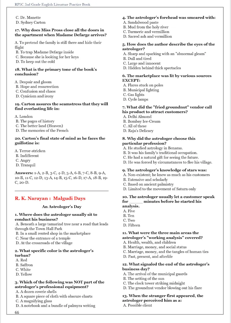 RPSC 2nd Grade English Literature MCQs  screenshot 6