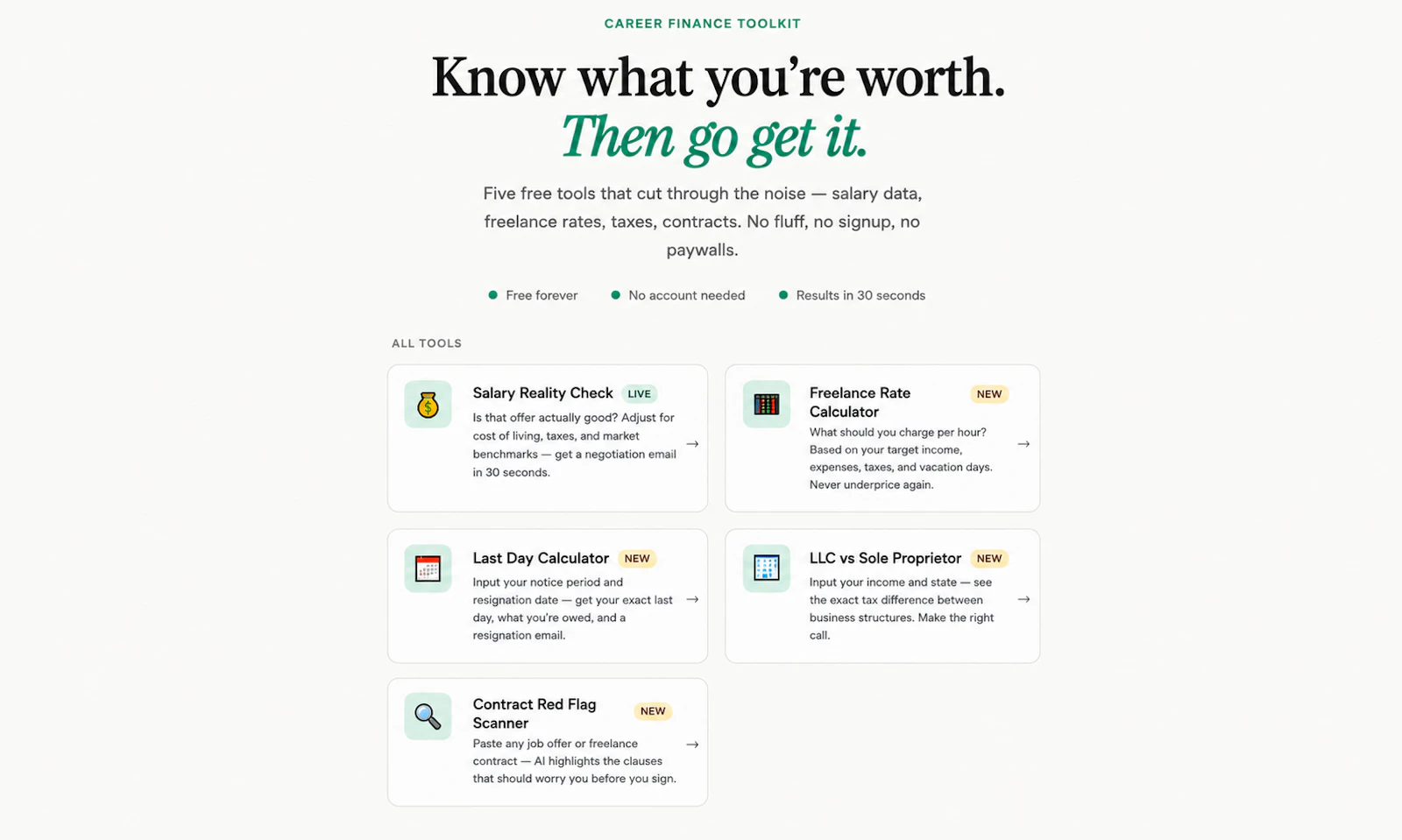 SalaryParity — Free Career Finance Tools screenshot 1