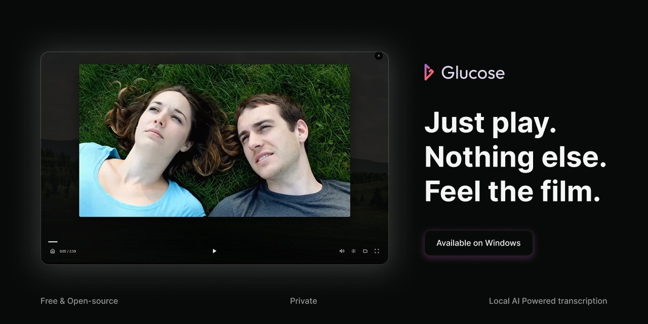 Glucose Media Player - Main screenshot showing features and interface