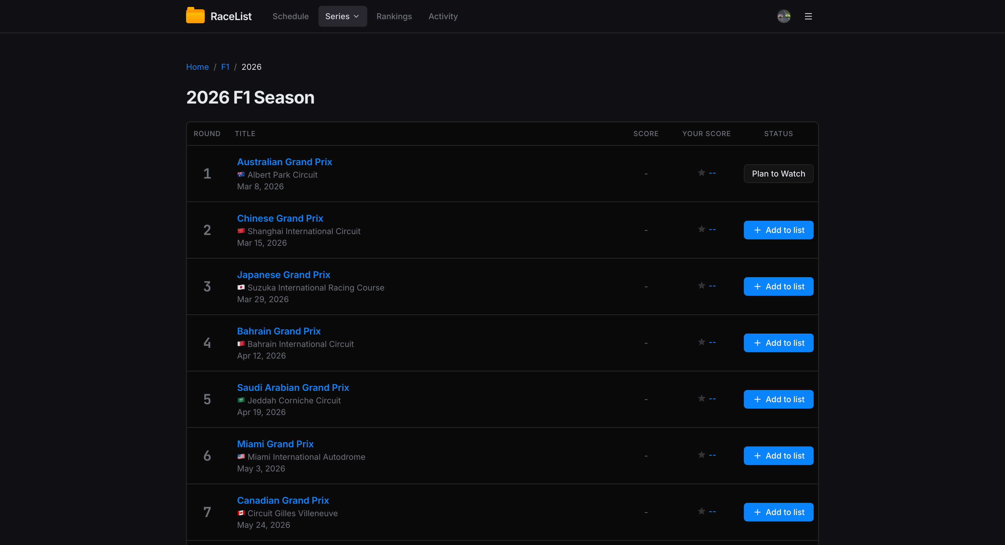 RaceList gallery image