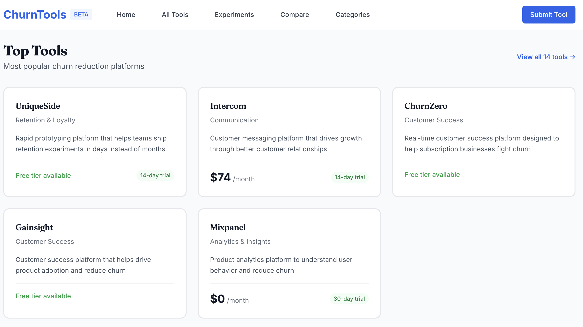ChurnTools - Main product screenshot demonstrating key features and user interface