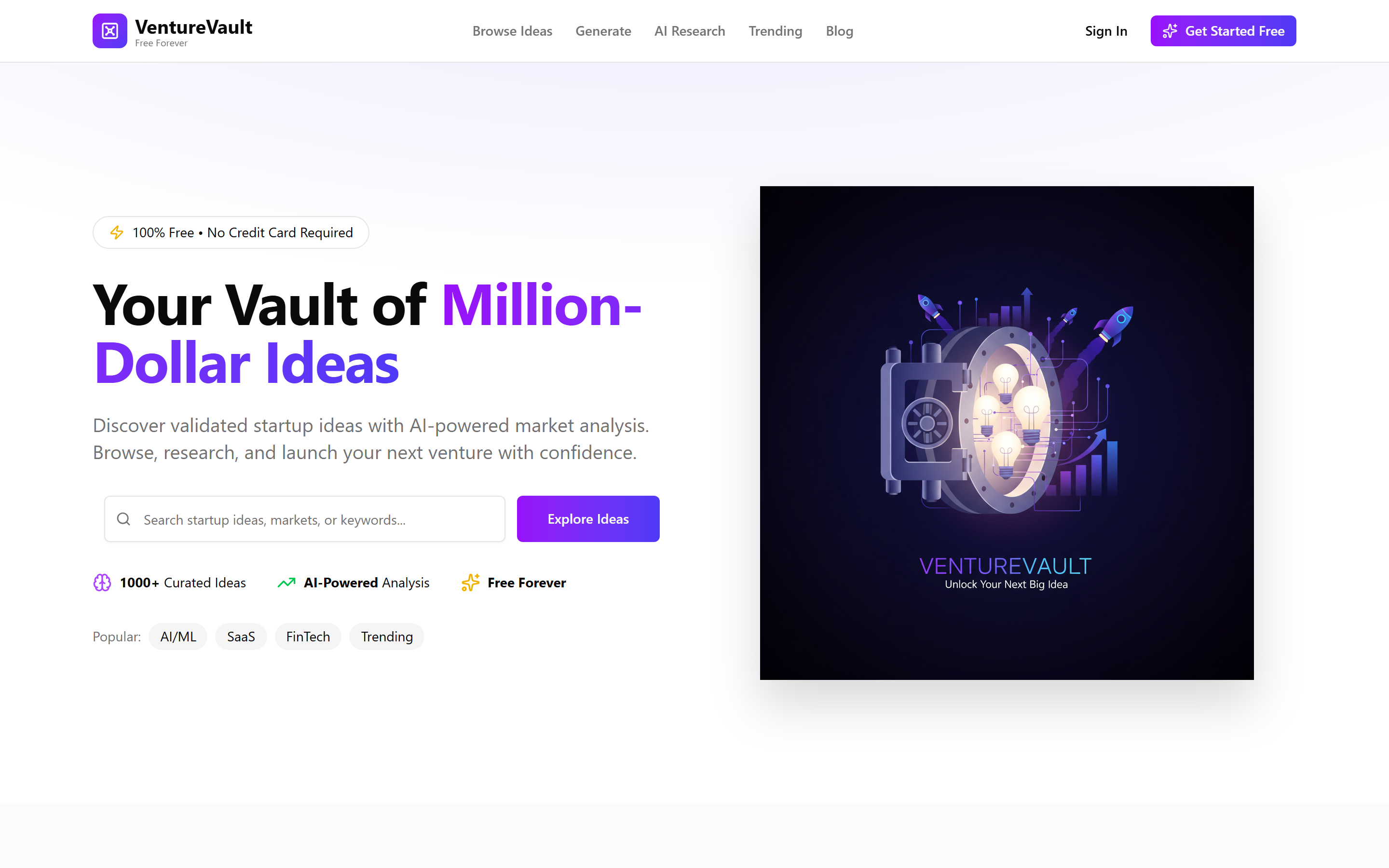 VentureVault - Screenshot 2 showing product features and functionality