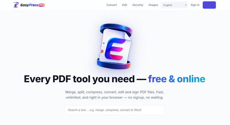 EasyPressPro — Free Online PDF Tools  screenshot 1