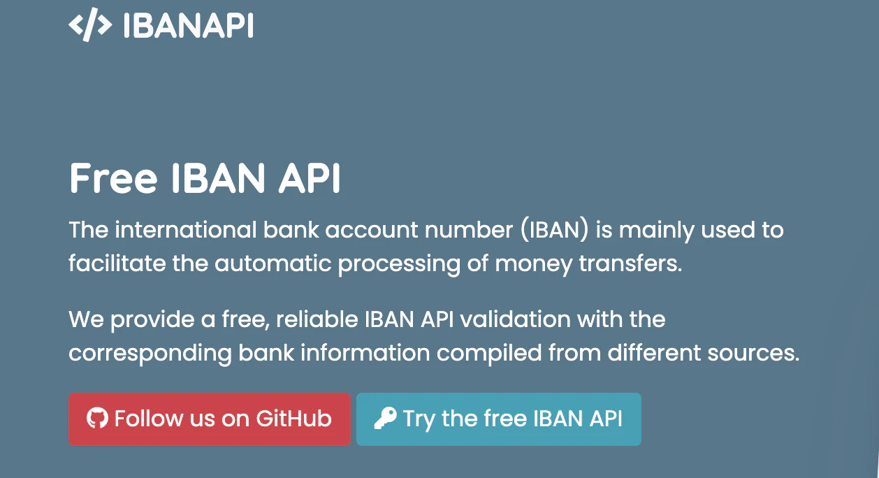 IBAN API-Validate IBAN and get Bank Data