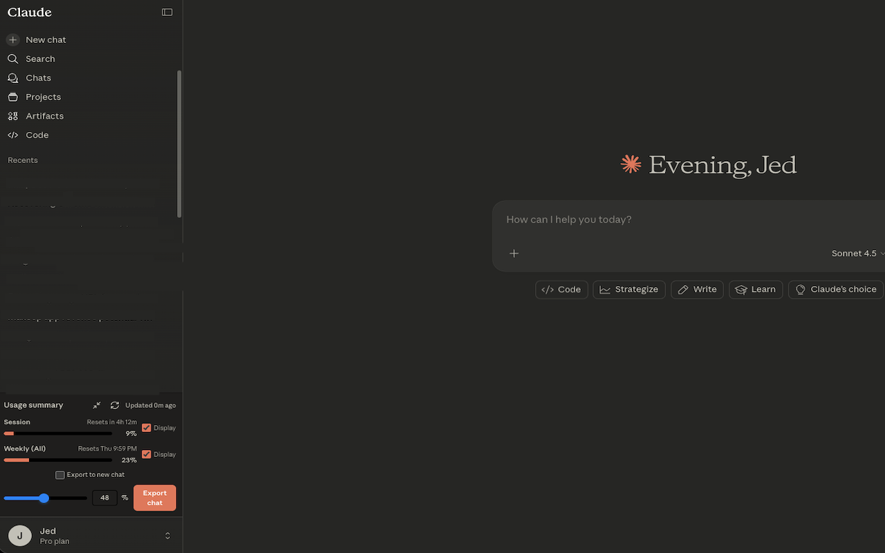 Claude Usage Tracker & Chat Exporter - Screenshot 4 showing product features and functionality