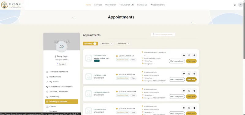 Jiivansh  Telehealth & Therapy  Platform screenshot 2