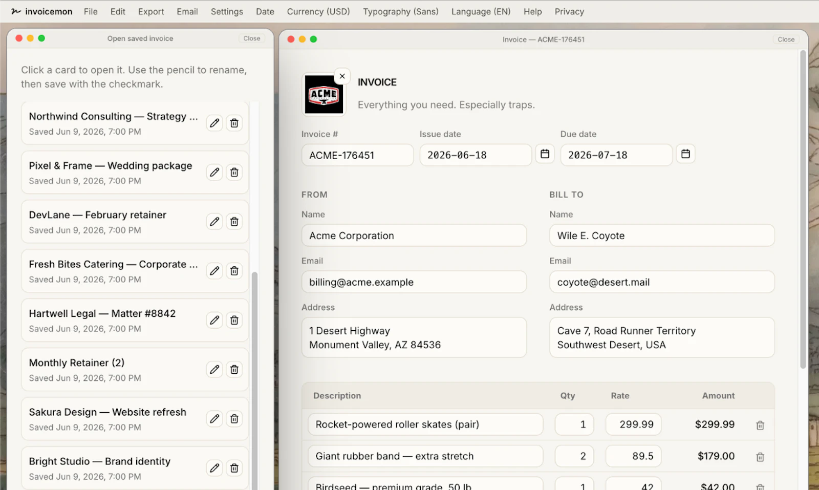 invoicemon screenshot 2