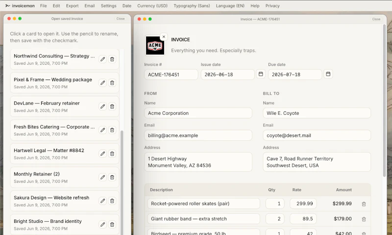 invoicemon screenshot 2