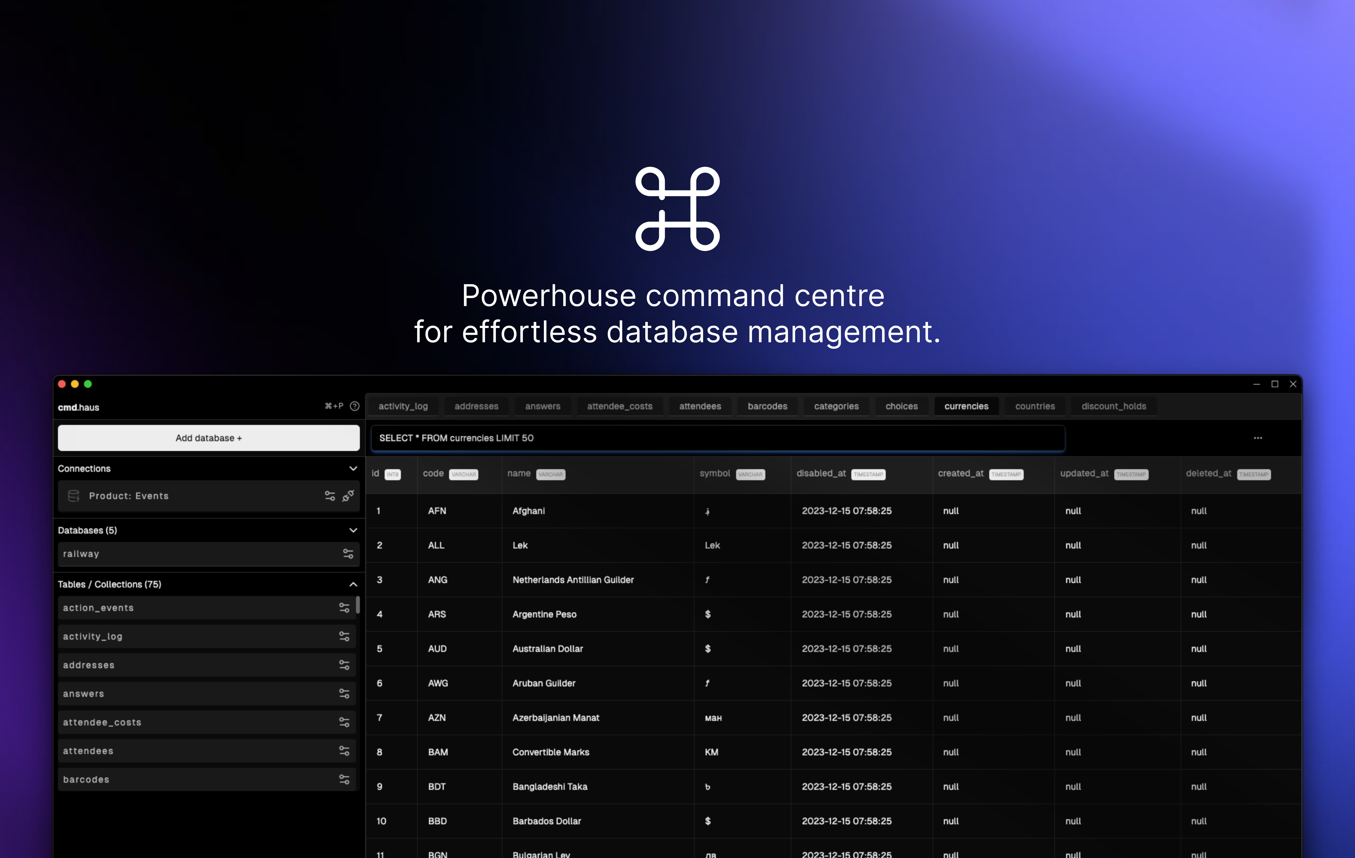 startuptile cmd.haus-Powerhouse command centre for effortless database management