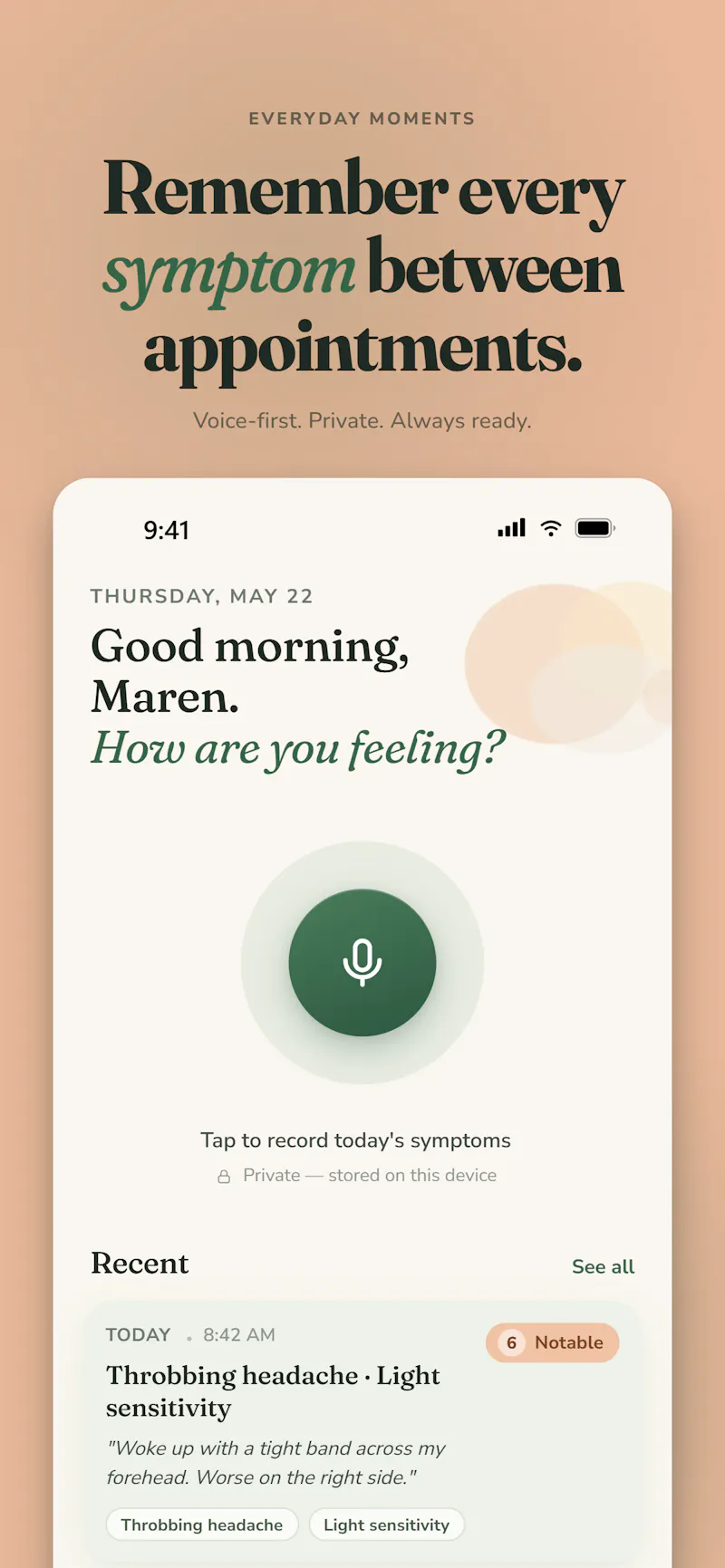 CareMind - AI Health Journal screenshot 1
