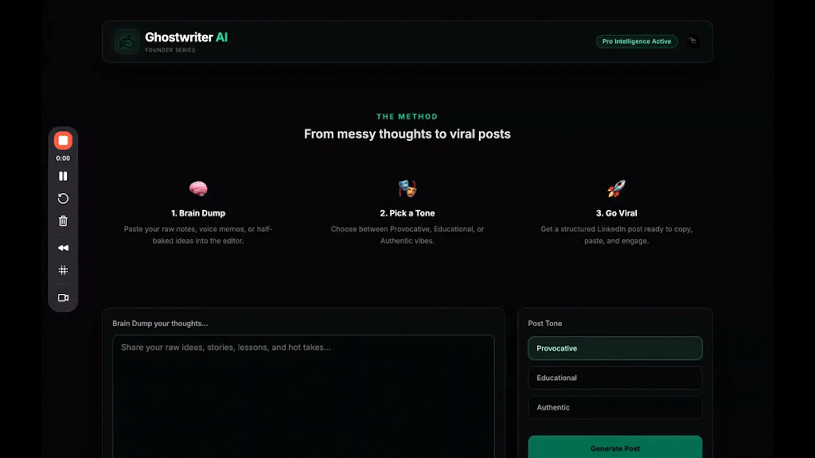 Ghostwriter AI screenshot 1 (video preview)