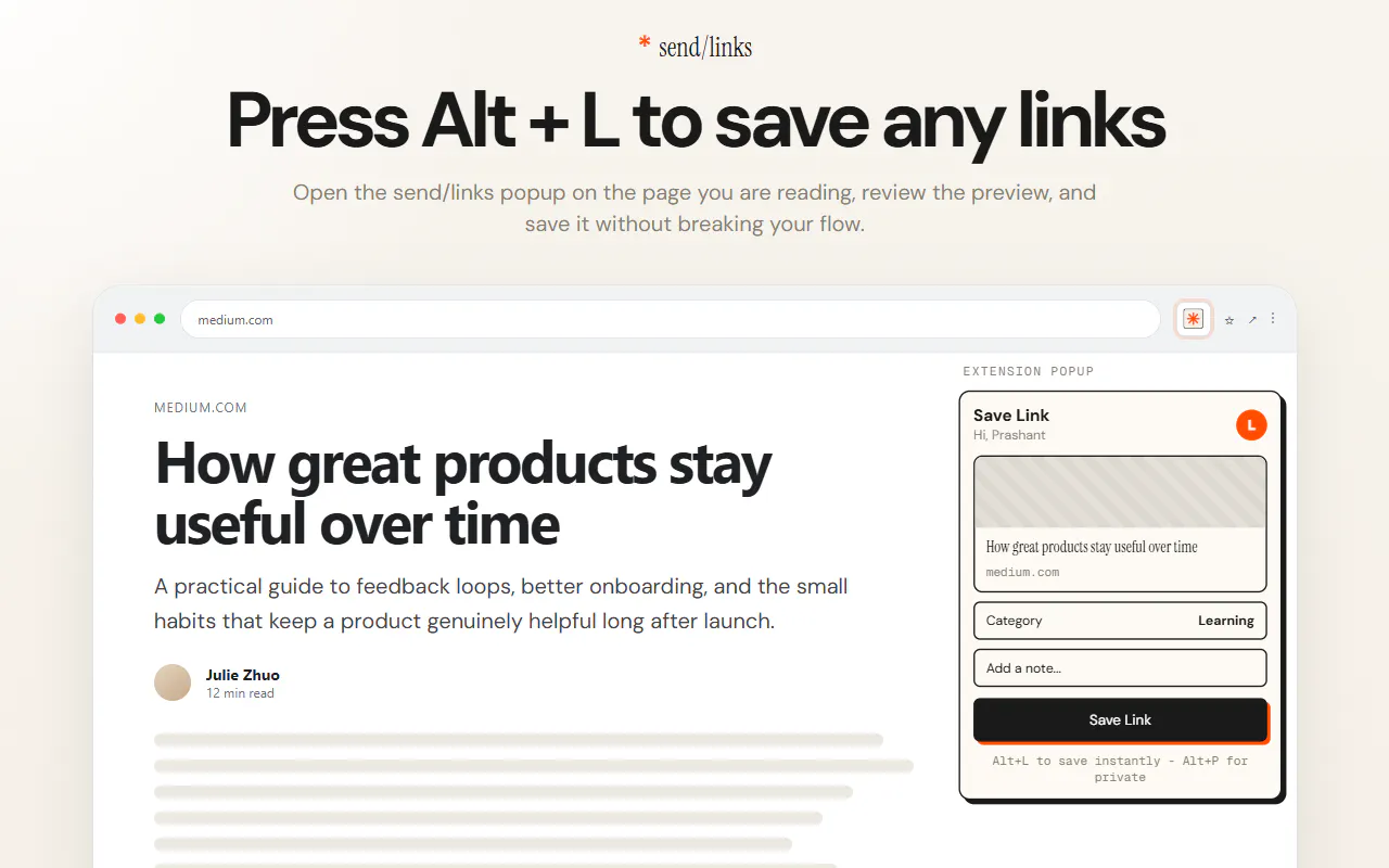 send/links: Save, organize, and find your links in one place | Product Hunt