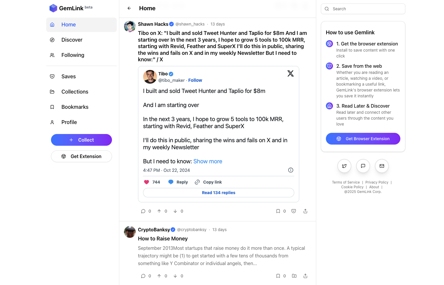 GemLink.app - 웹을 저장하고 공유하기위한 소셜 우스트 포켓 대안 미디어 2