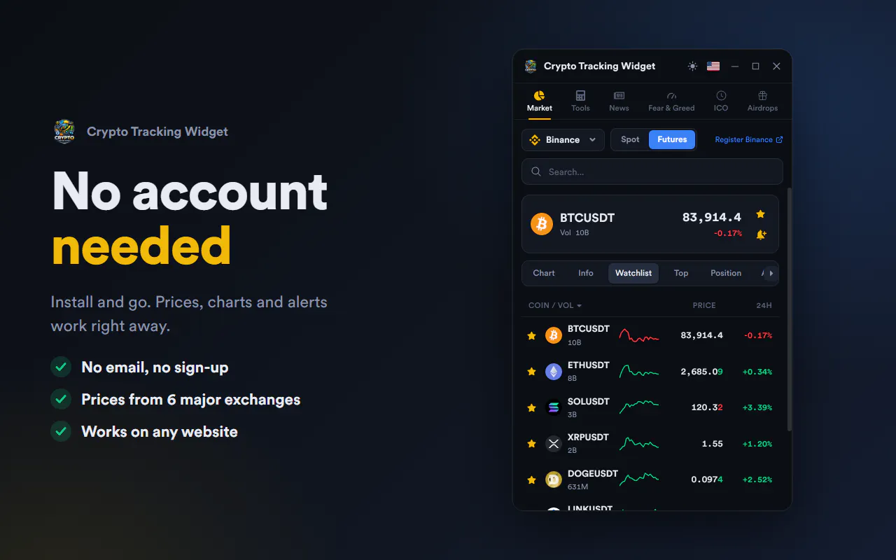 Crypto Tracking Widget gallery image