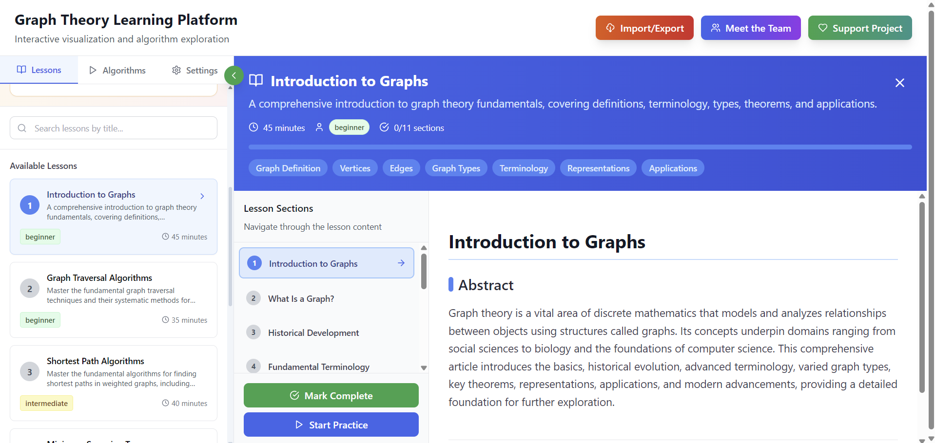 Graph Theory Learning Platform gallery image