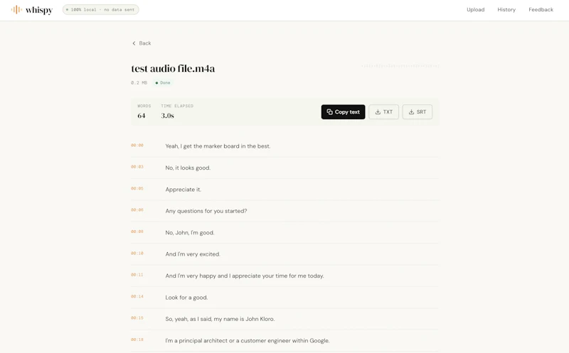 Whispy — Free Local Audio Transcription. screenshot 3