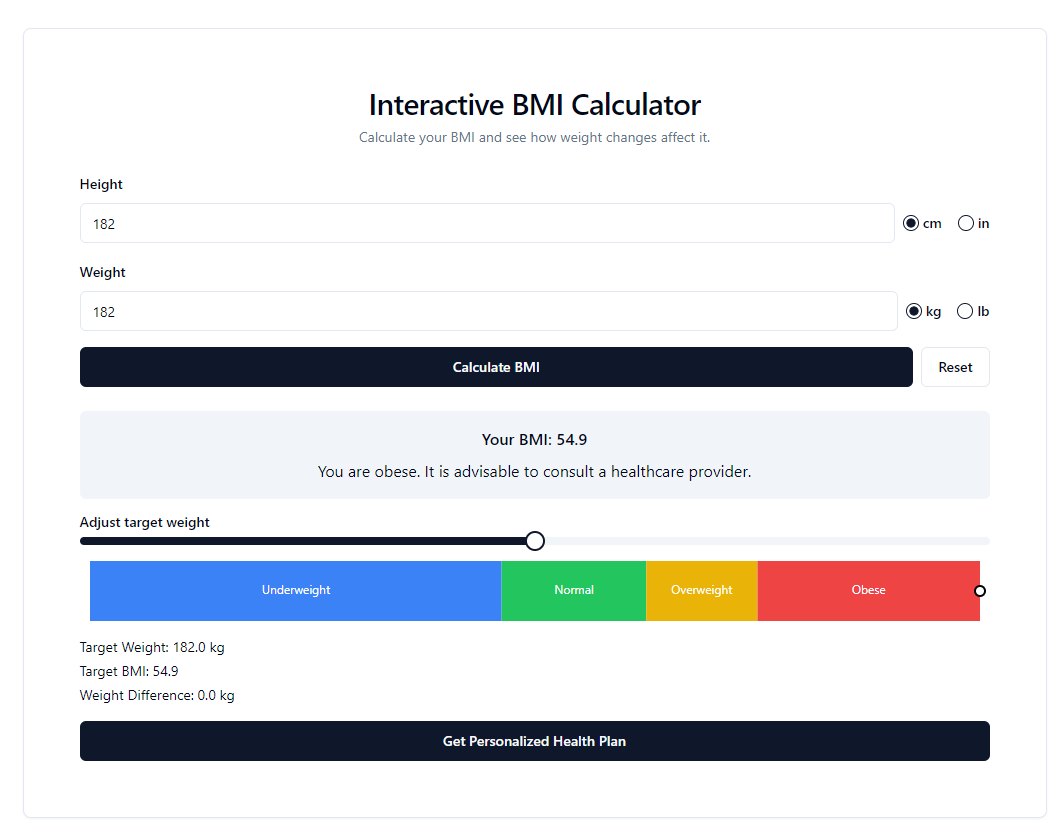 Interactive BMI Calculator gallery image