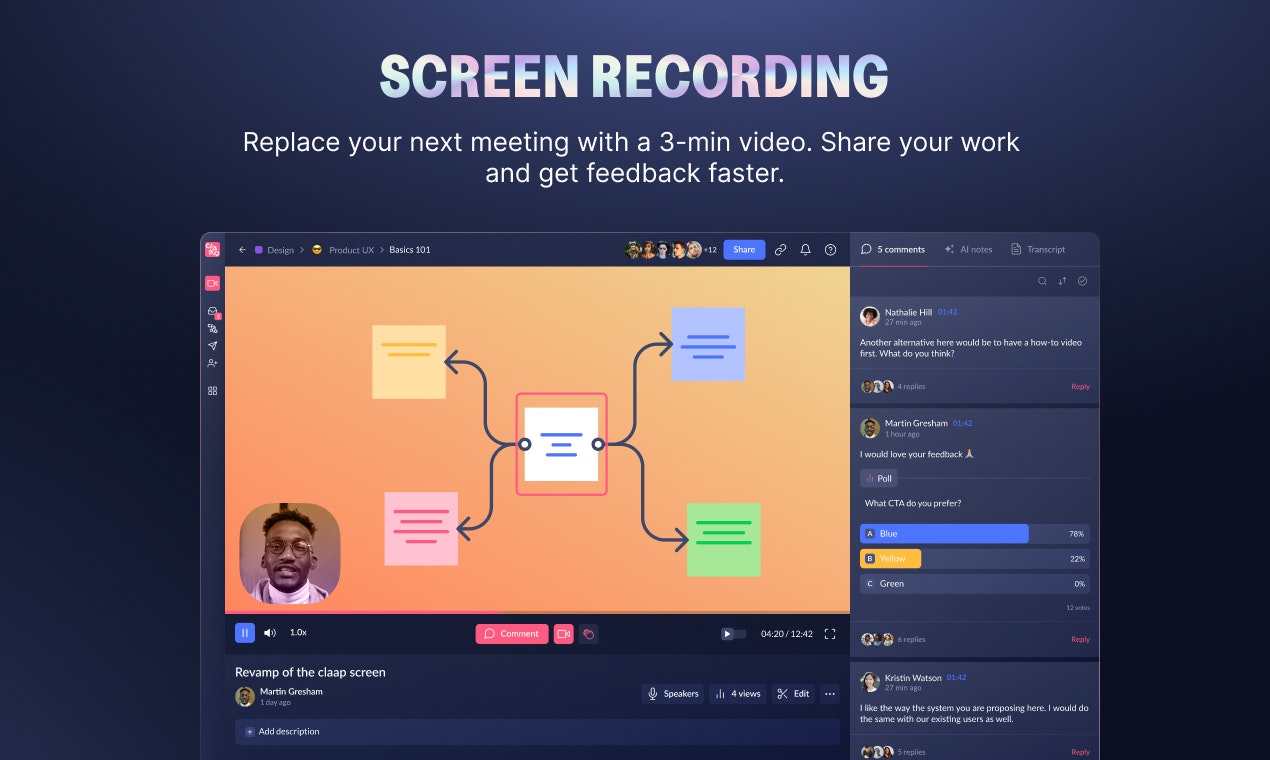 CLAAP 2.0 - Запись экрана, запись встречи, видео вики, одно место медиа 4