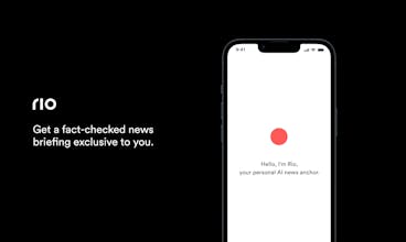 Captura de pantalla de la aplicación Rio AI con un suministro de noticias personalizado.