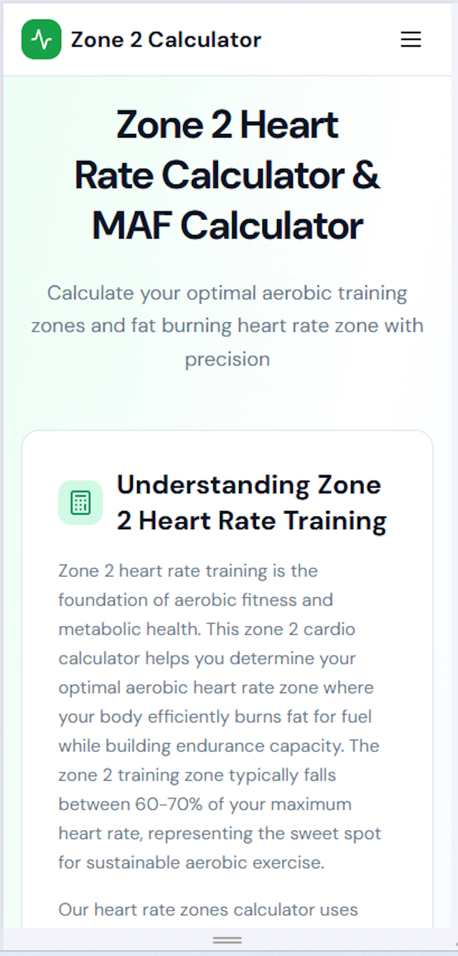 Zone 2 Heart Rate Calculator screenshot 4