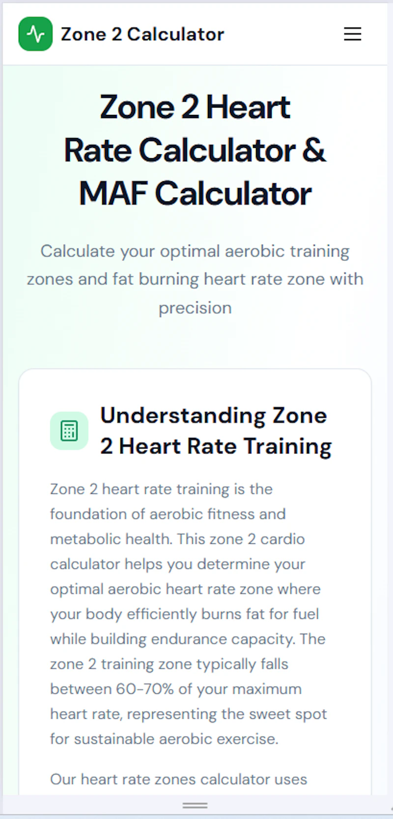 Zone 2 Heart Rate Calculator screenshot 4