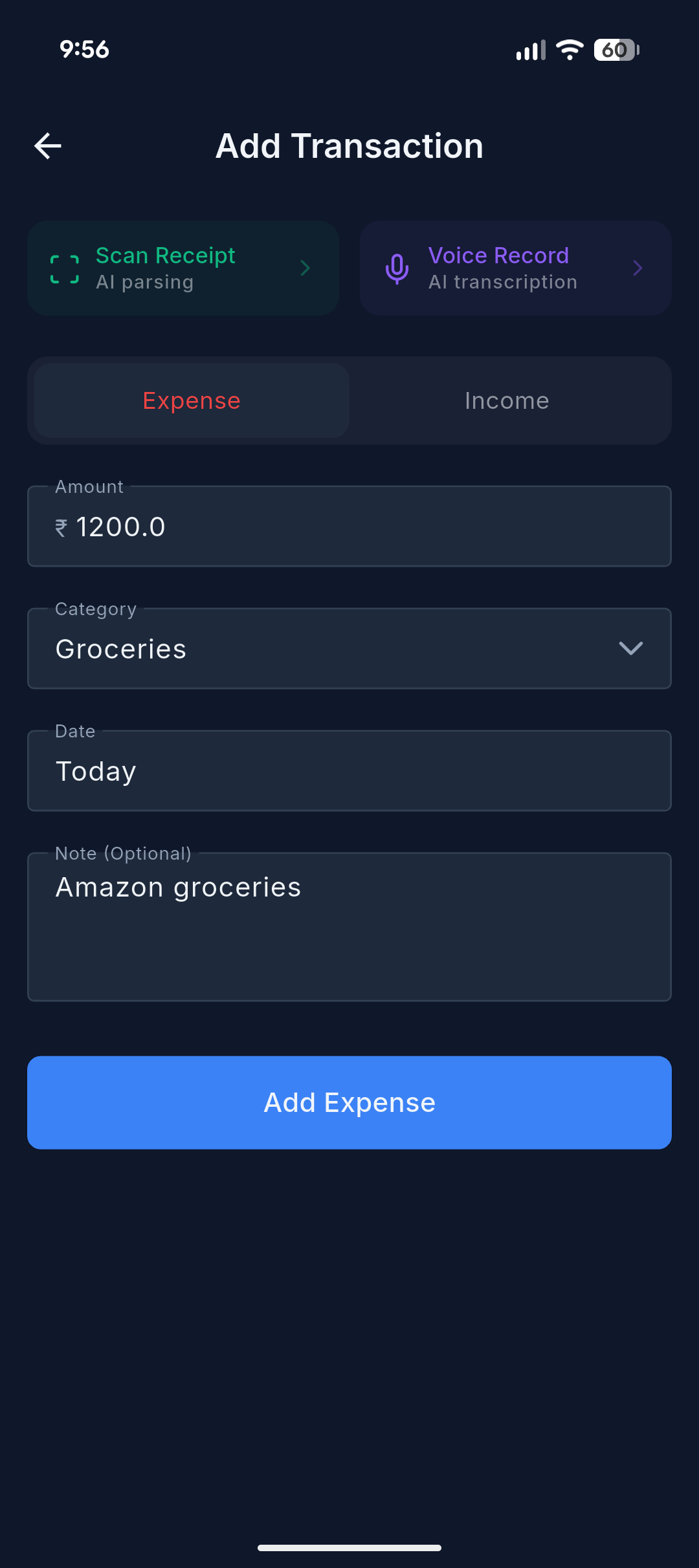 MoneyMinder | AI Expense Tracker - Screenshot 3 showing product features and functionality