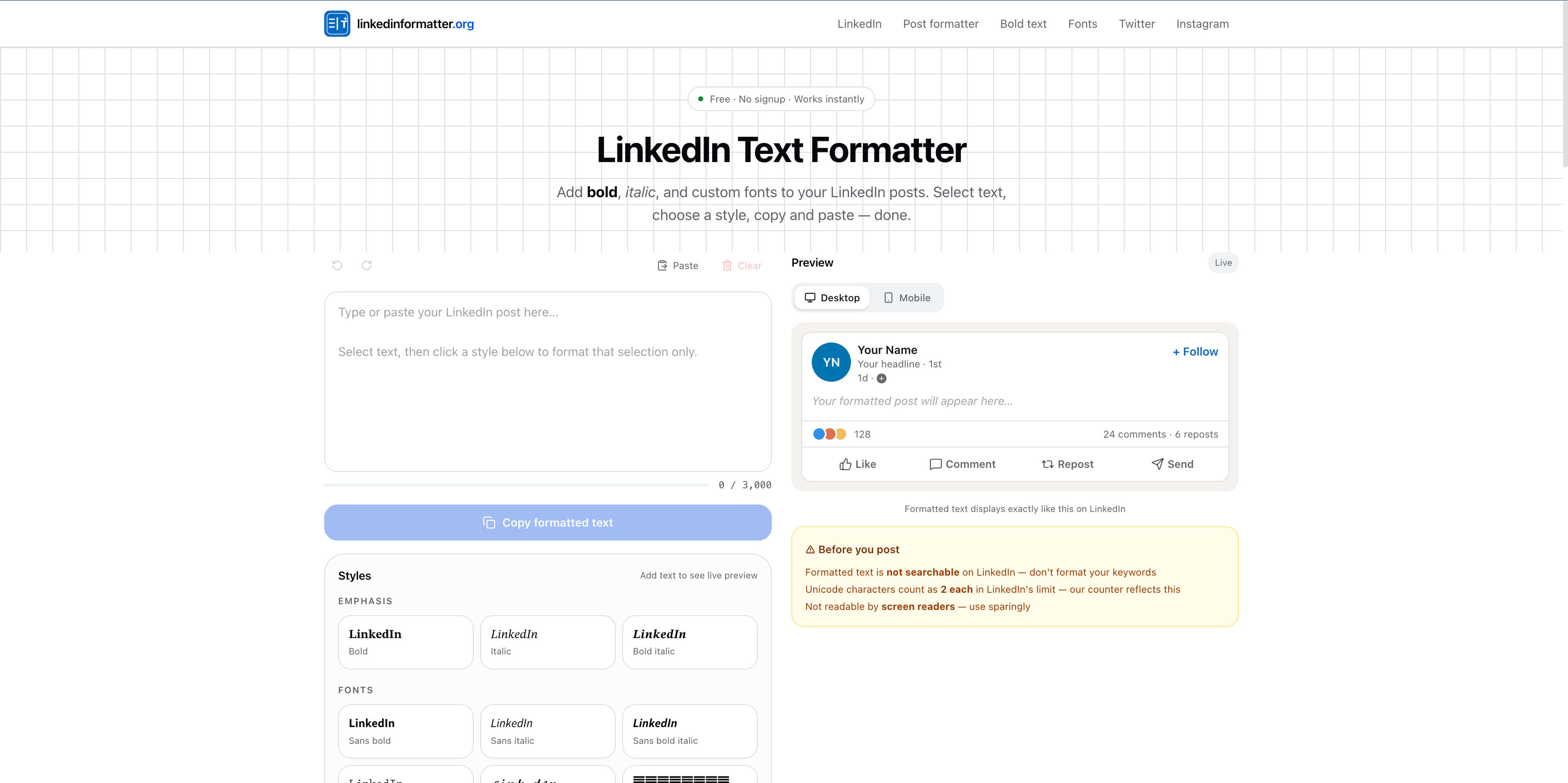 LinkedIn Formatter gallery image