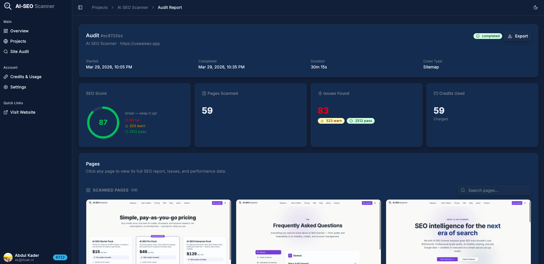 AI SEO Scanner - AI-powered SEO audits gallery image
