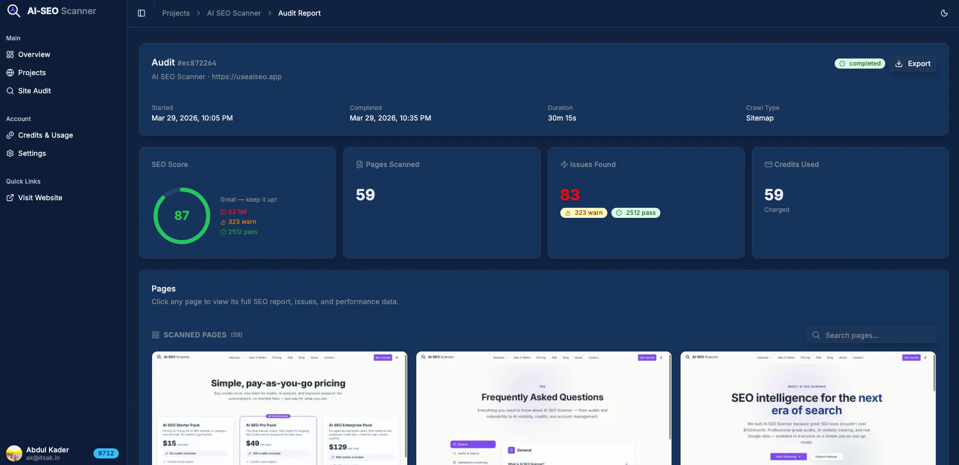AI SEO Scanner - AI-powered SEO audits 项目横幅