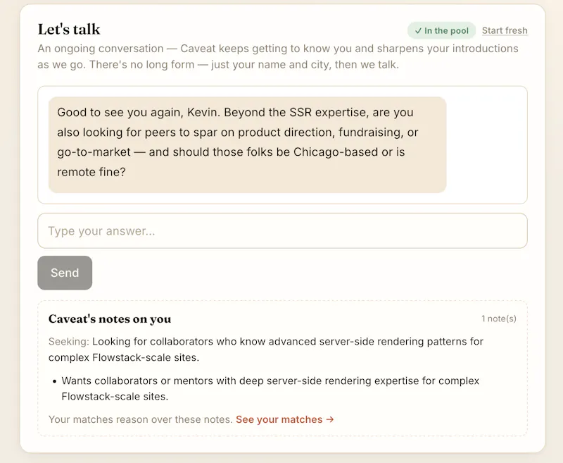 Caveat screenshot 2