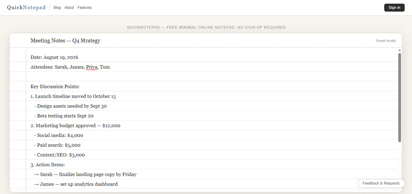 QuickNotepad — A Minimal Online Notepad gallery image