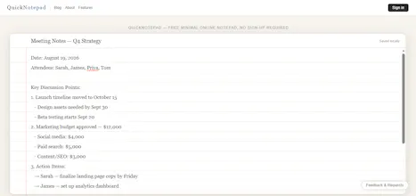 QuickNotepad — A Minimal Online Notepad gallery image