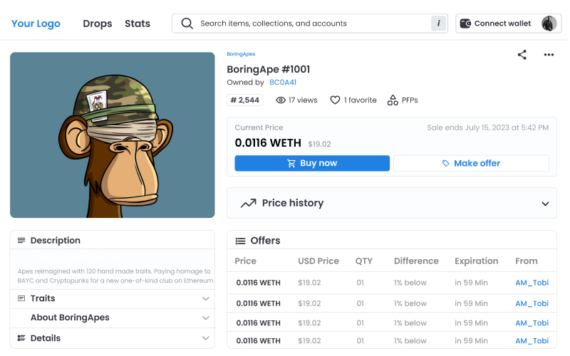 Pixel' Web Solutions OpenSea Clone App gallery image