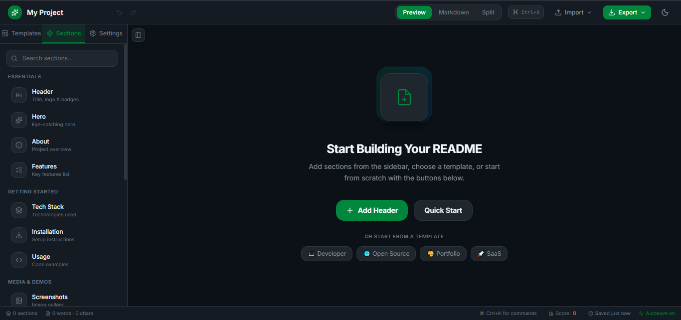 README Forge — Visual README Builder gallery image