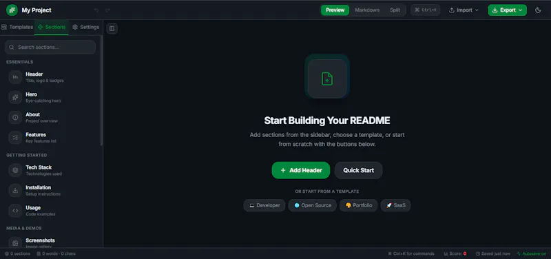 README Forge — Visual README Builder screenshot 1