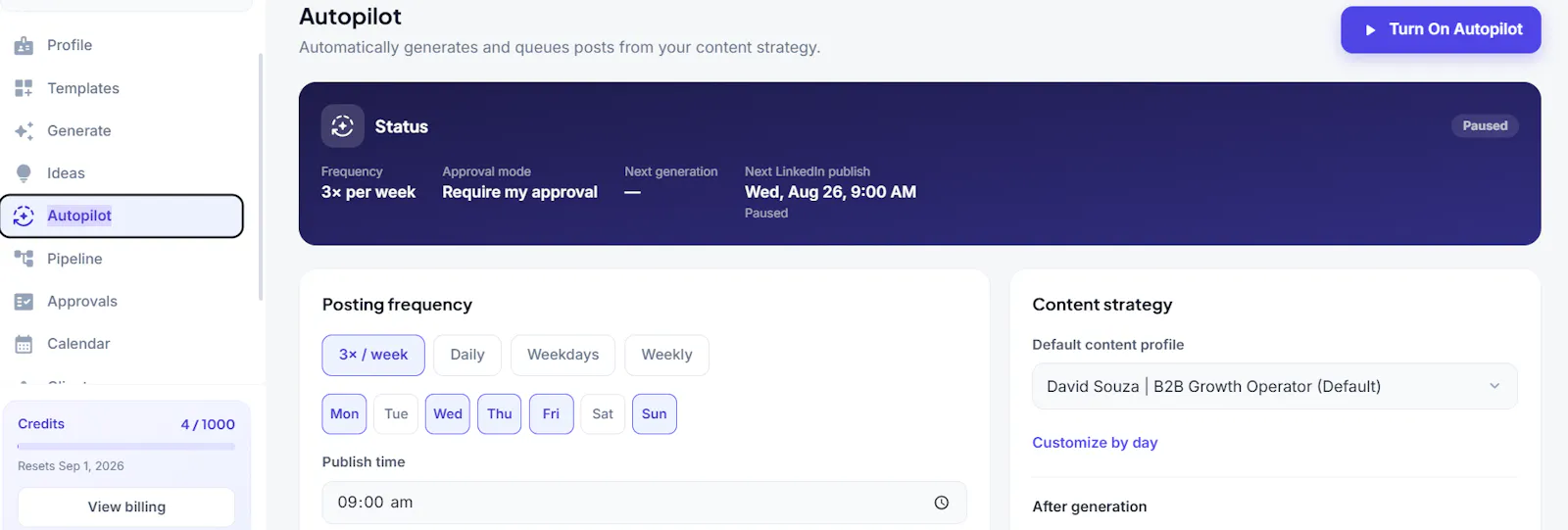 linkedinpost.ai screenshot 2
