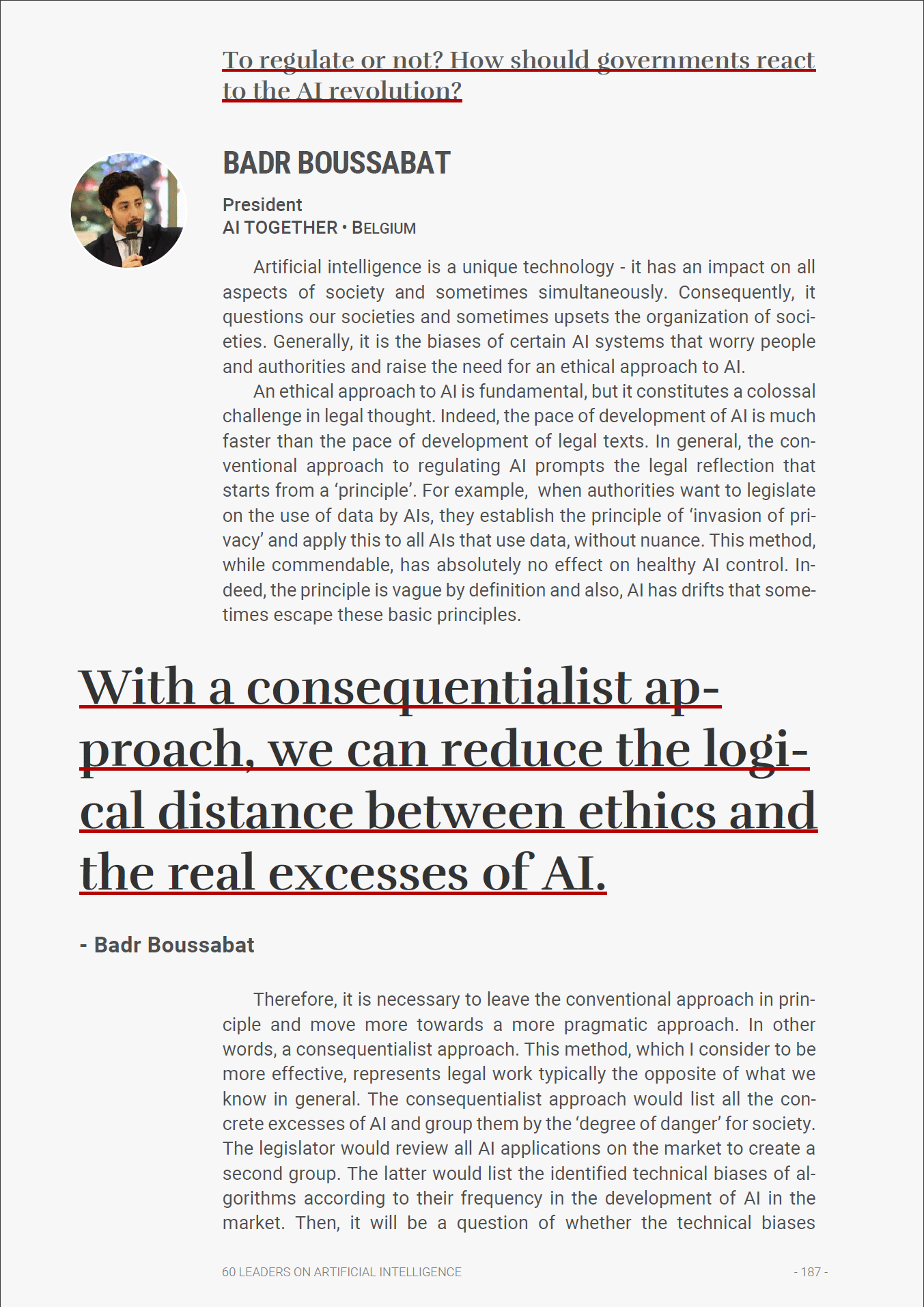 60 LEADERS ON ARTIFICIAL INTELLIGENCE - From Algorithms to Ethics. A holistic view of AI media 19