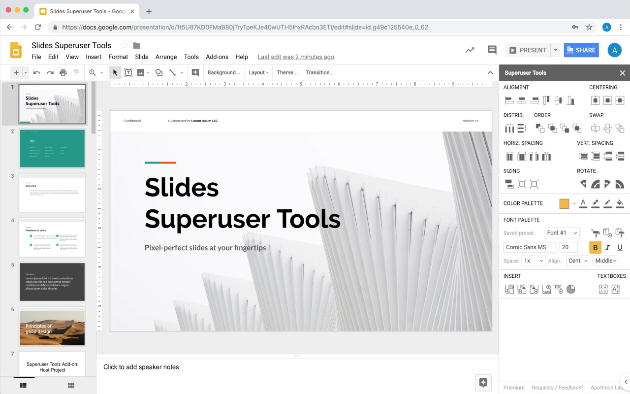 Google Slides Superuser Tools Add-on gallery image
