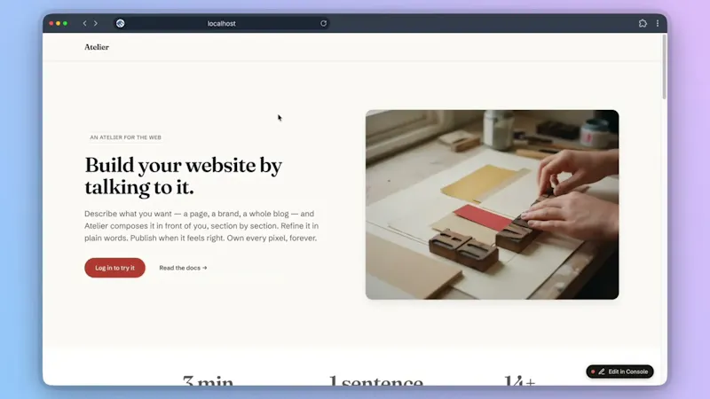 Atelier CMS screenshot 1 (video preview)