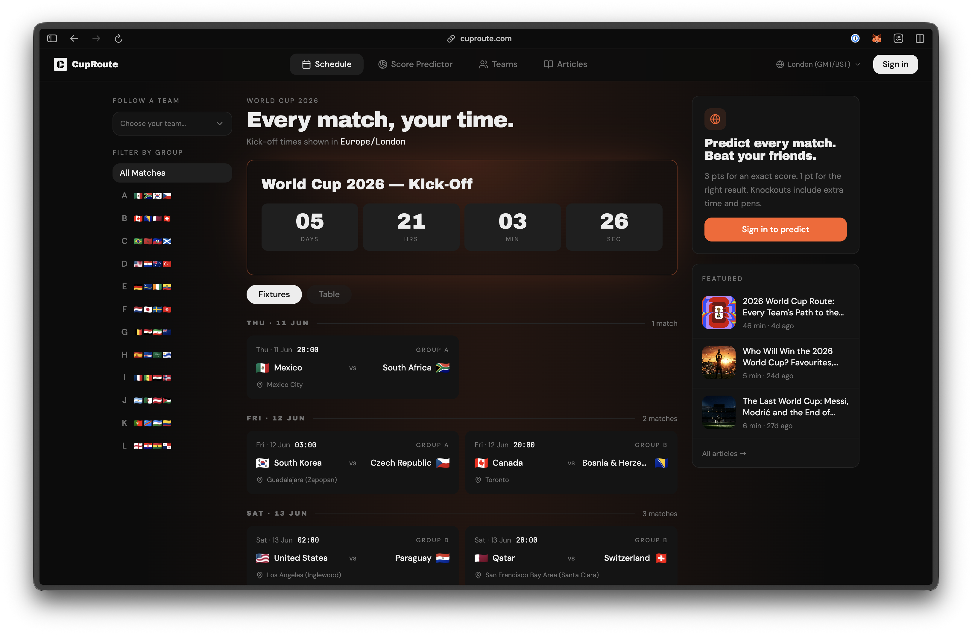 CupRoute - Score Predictor gallery image