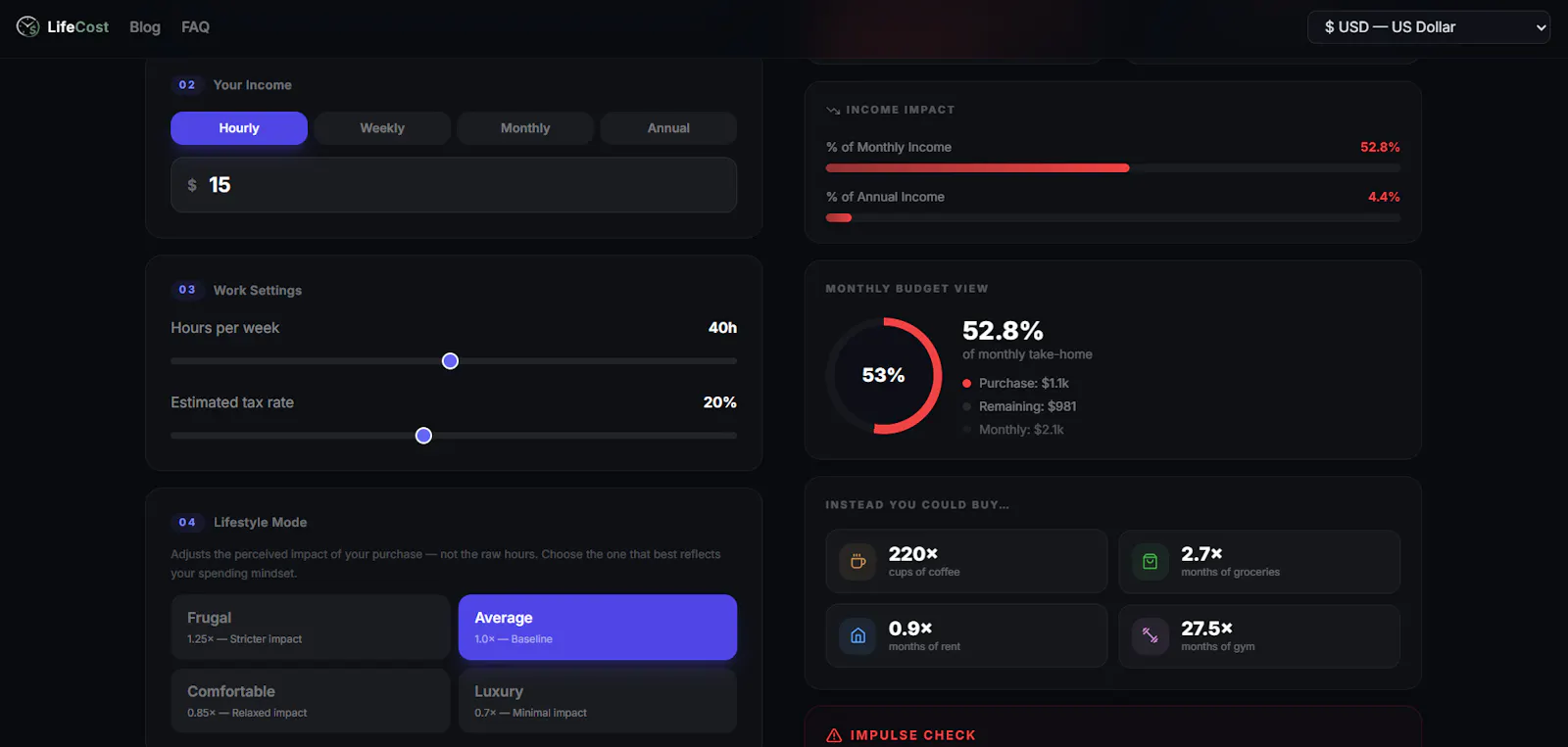 LifeCost screenshot 3