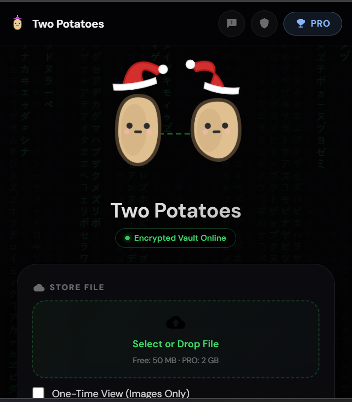 Two Potatoes - Main product screenshot demonstrating key features and user interface