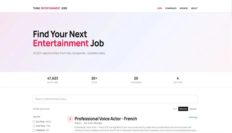 Think Entertainment Jobs screenshot 1