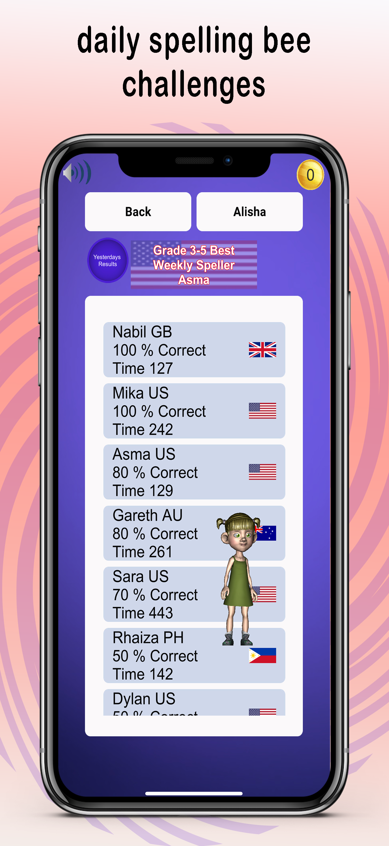 Spelling Bee Games & Tests - App di ortografia: crea i tuoi elenchi da foto di parole media 5