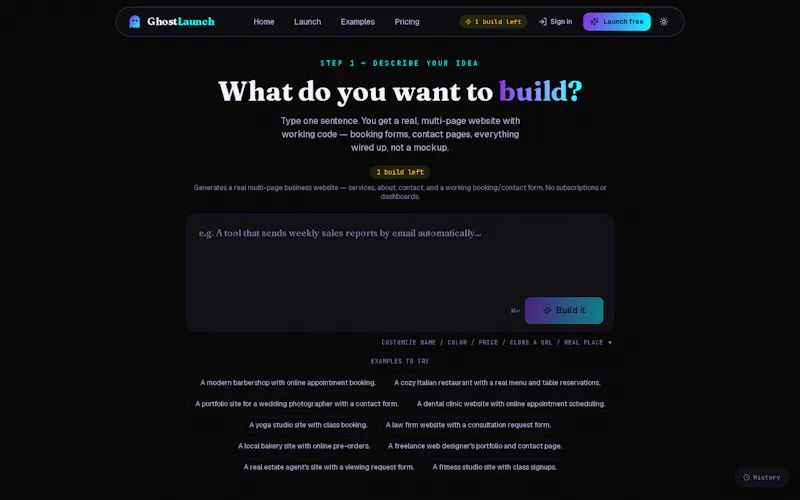 ghostlaunch websitebuilder screenshot 2
