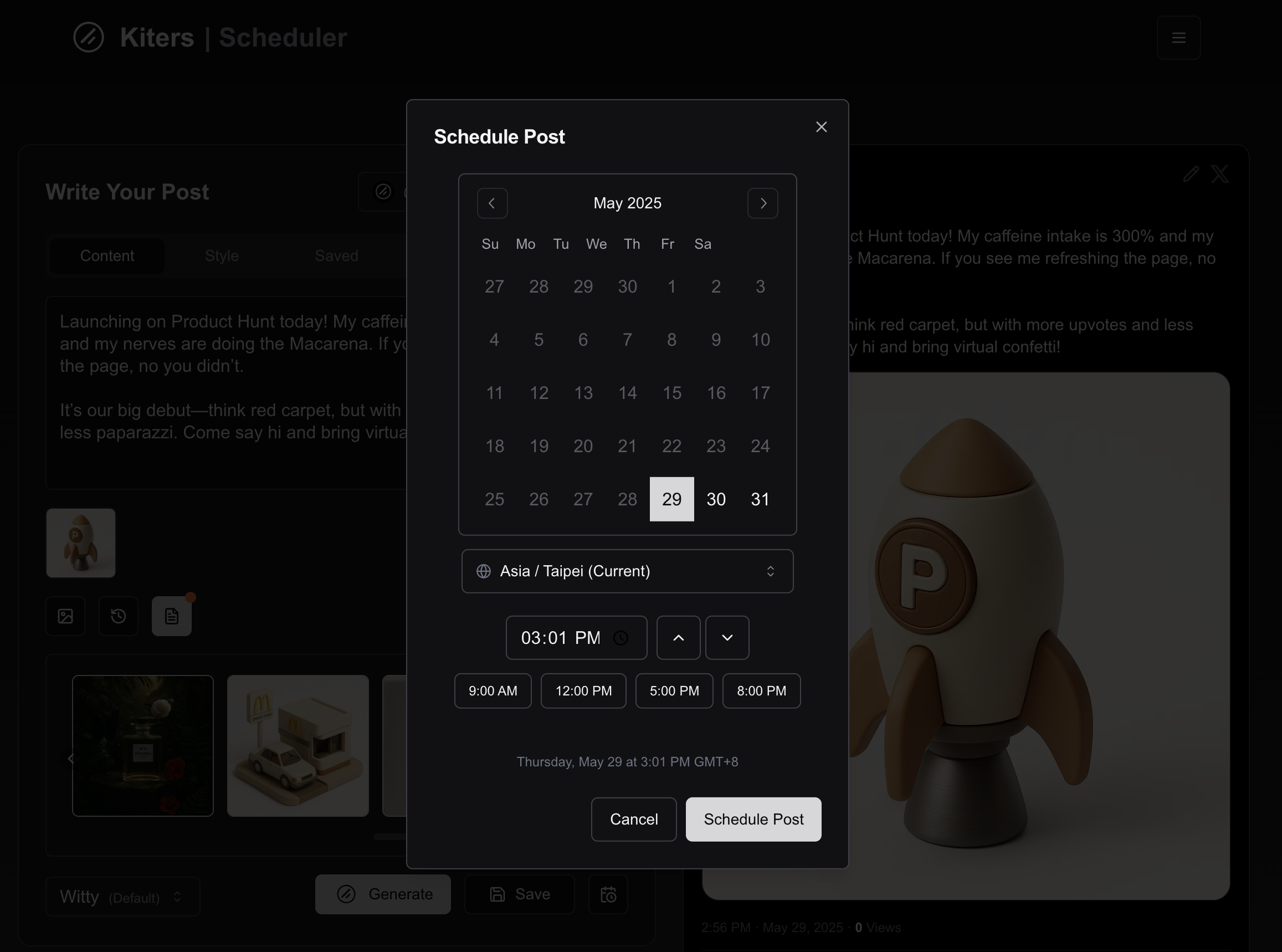 Kiters AI X (twitter) Scheduler media 2