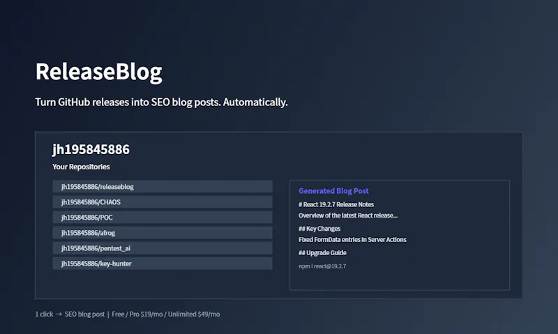 ReleaseBlog screenshot 1